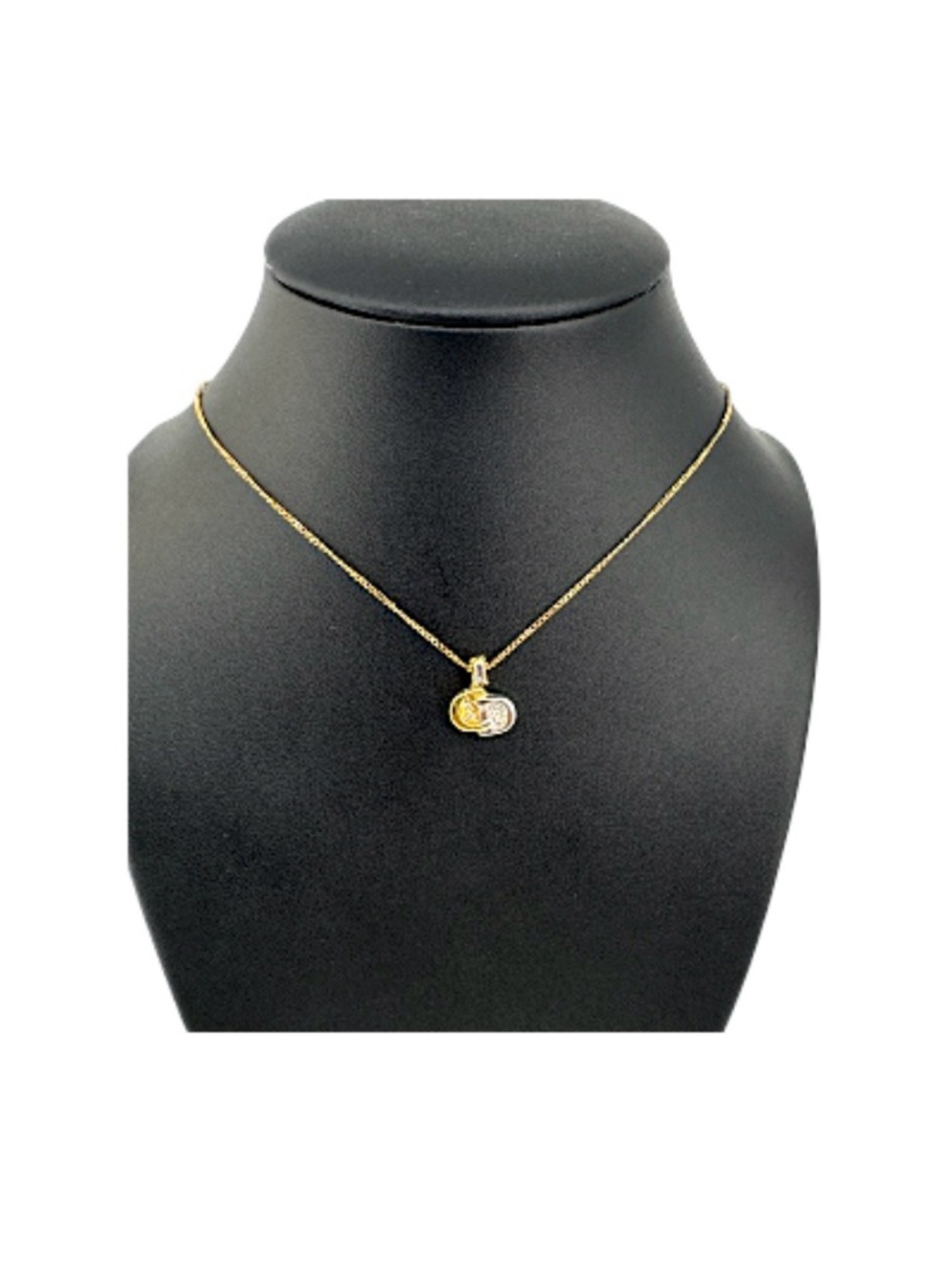 Christian Dior Gold & Silver CD Rhinestone Necklace
